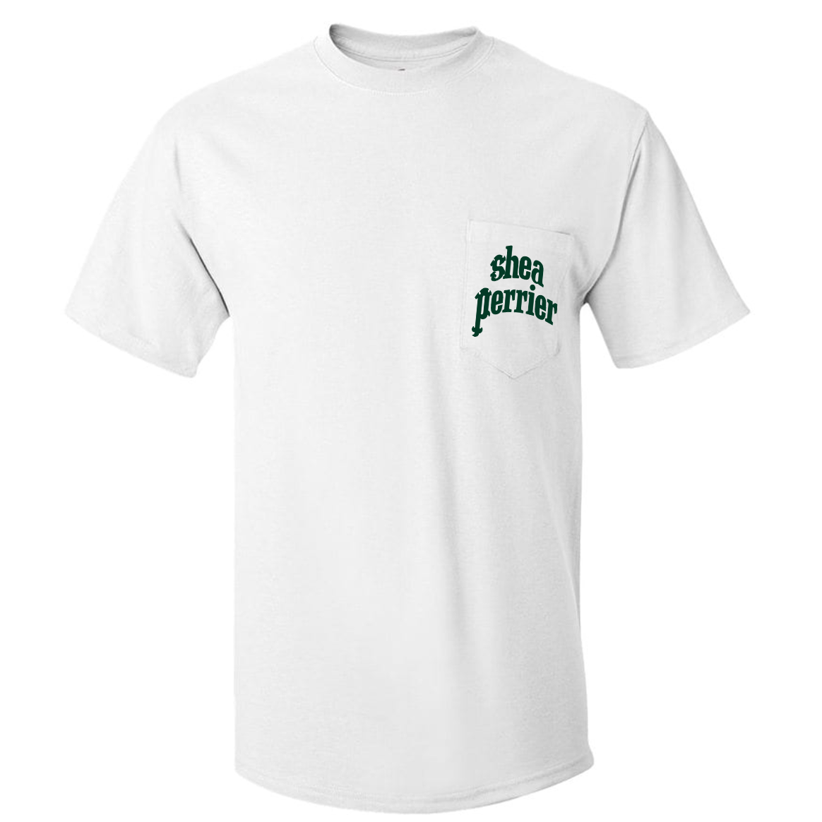 White Shea Perrier logo pocket tee